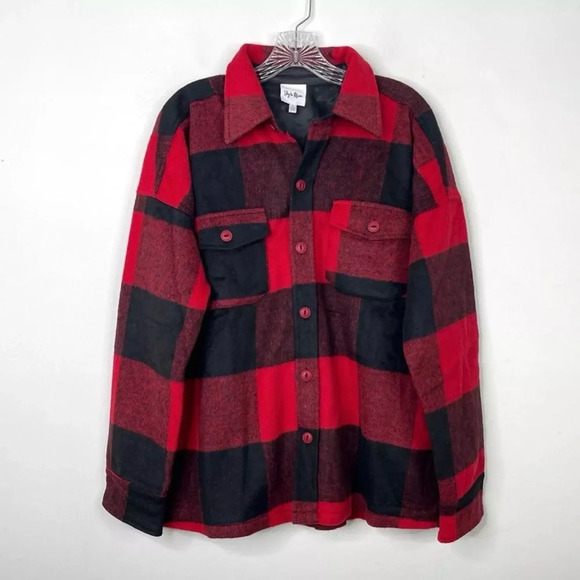 NWT VICI Nicolas Buffalo Plaid Button Down Wool Blend Shacket Jacket Sz Medium - Picture 4 of 5
